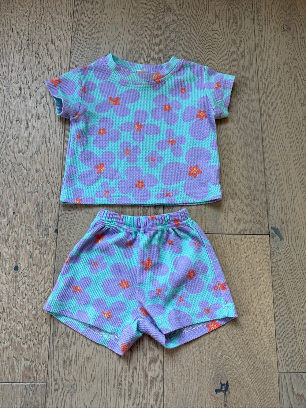 Girls' Floral Short play Set in Mint and Lavender